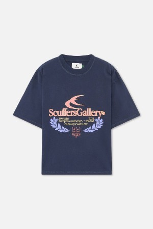 Scuffers College T-Shirt T-Shirts Navy | URKVGIF-47