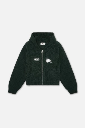 Scuffers Emblem Zipper Knit Jersey Green | OILAFTR-79