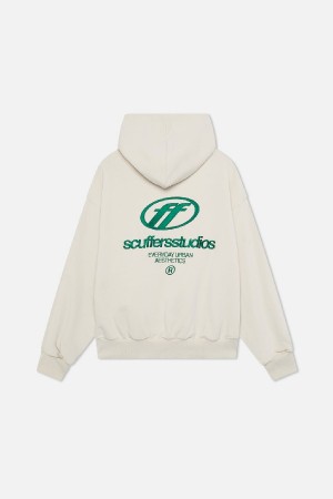 Scuffers Flag Hoodies Ecru | AQLFNWC-48