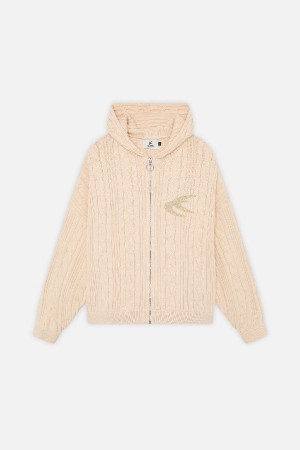 Scuffers Latte Zipper Knit Knitwear Ecru | ZQKRGNX-01