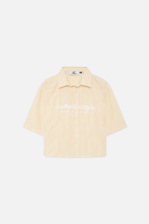 Scuffers Not LA Yet Striped Shirts Yellow | JIGWQPZ-49