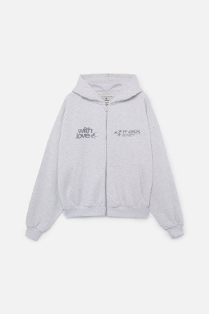 Scuffers Outline Zipped Hoodies Grey | BYKAWQE-42