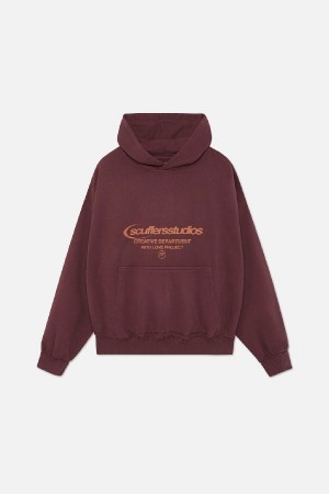 Scuffers Ripped Studios Hoodies Burgundy | MBDAYSP-13