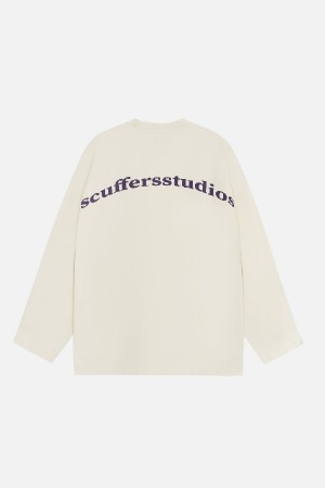 Scuffers Studios Sweatshirt Crewneck Ecru | YBCFZVN-82