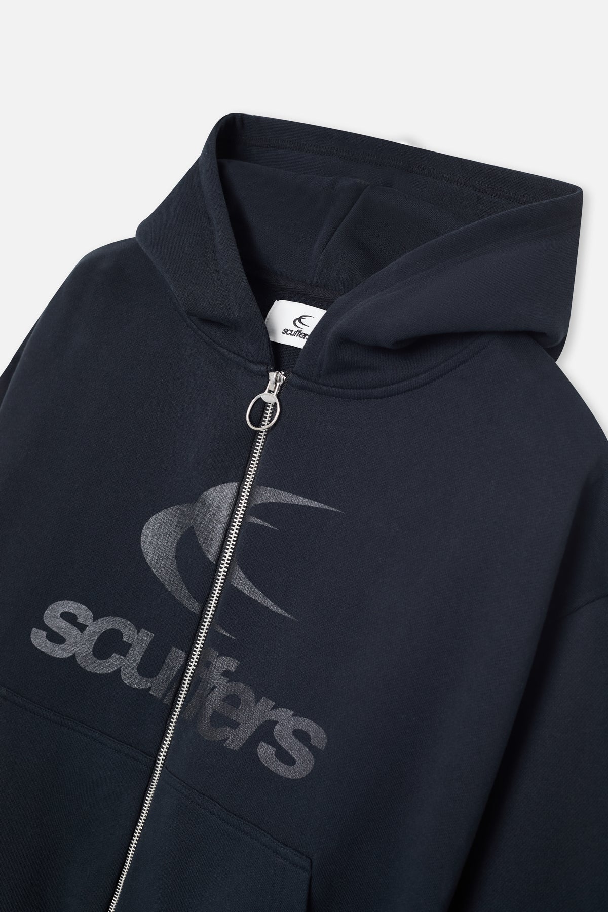 Logo Black Zipped Hoodie