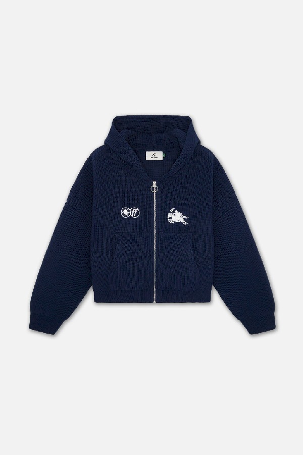 Scuffers Emblem Zipper Knit Jersey Navy | BIAXKTC-17