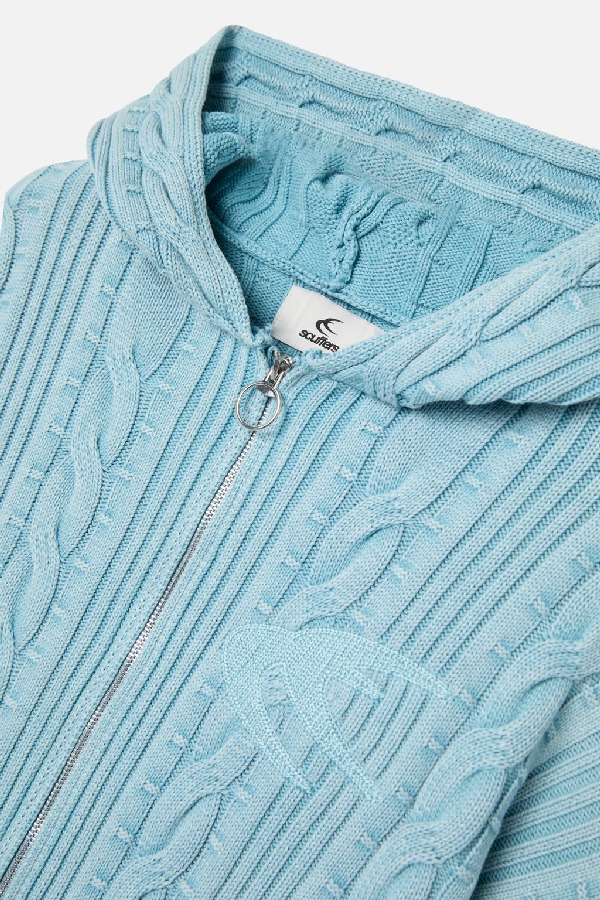 Scuffers Latte Zipper Knit Knitwear Light Blue | KXWZEYB-48