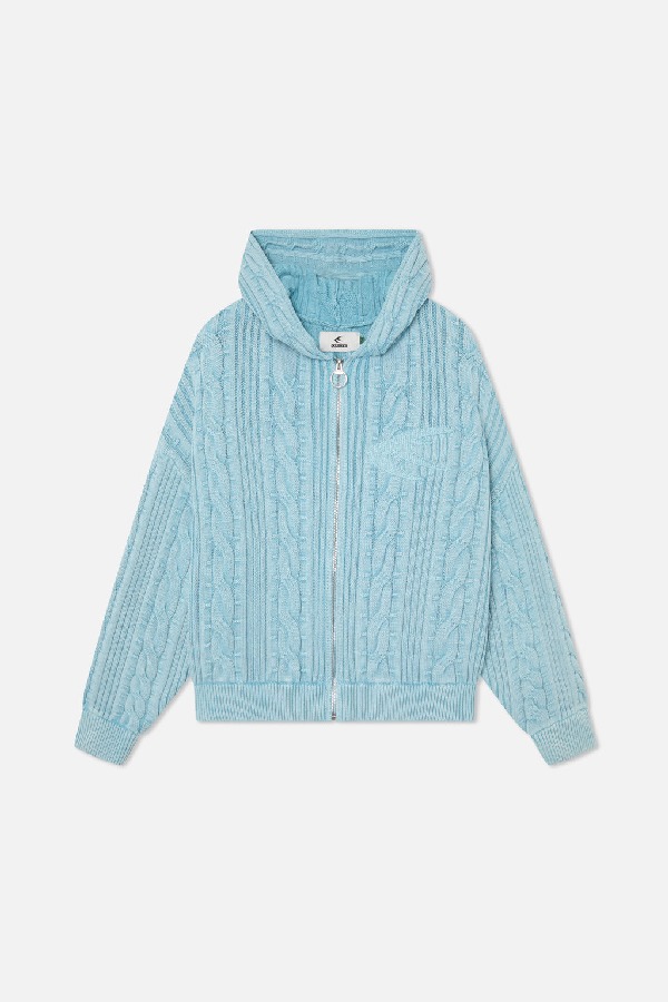 Scuffers Latte Zipper Knit Knitwear Light Blue | KXWZEYB-48