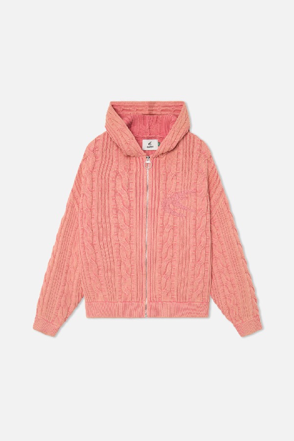 Scuffers Latte Zipper Knit Knitwear Pink | YCROEAD-57