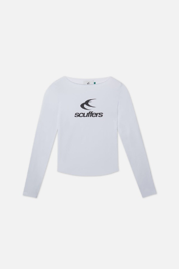 Scuffers Logo Longsleeve T-Shirts White | IKCNAUF-85