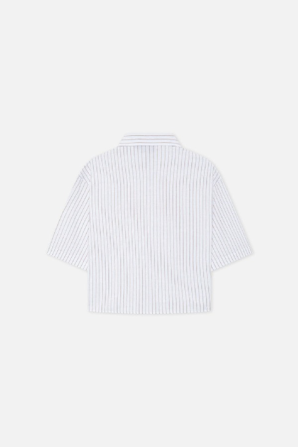 Scuffers Not LA Yet Pinstripe Shirts Ecru | CXLGSDO-86