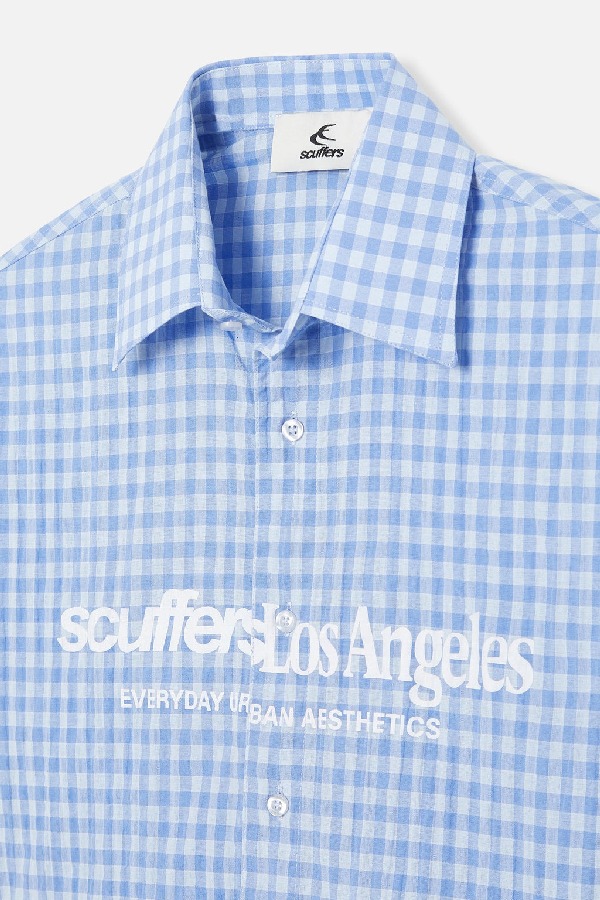 Scuffers Not LA Yet Shirts Blue Checkered | SNXEIJC-09