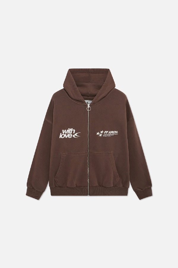 Scuffers Outline Zipped Hoodie Hoodies Chocolate | VKBGSFX-06