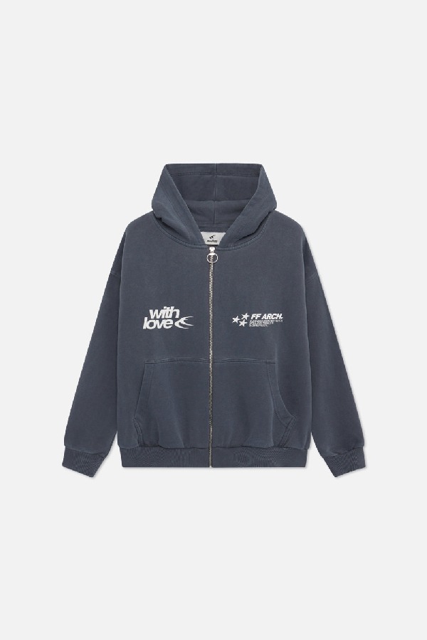 Scuffers Outline Zipped Hoodies Navy | BHLDJZR-25