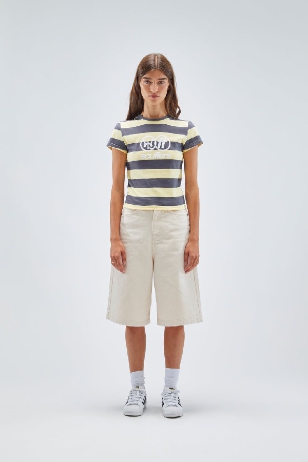 Scuffers Paris Top T-Shirts Yellow Striped | HKCUAVJ-75