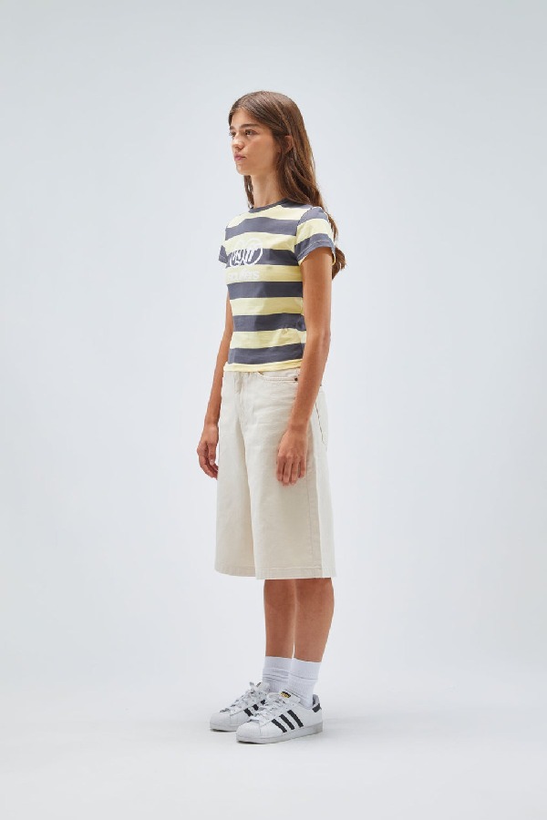 Scuffers Paris Top T-Shirts Yellow Striped | HKCUAVJ-75