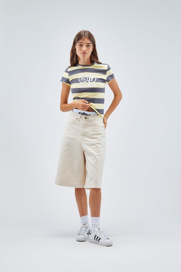 Scuffers Paris Top T-Shirts Yellow Striped | HKCUAVJ-75