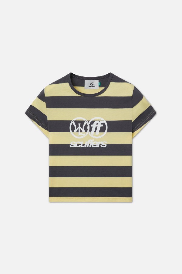 Scuffers Paris Top T-Shirts Yellow Striped | HKCUAVJ-75