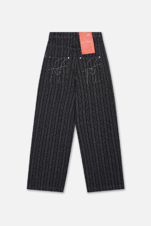 Scuffers Striped Denim Pants Black | ZTKVWIY-86