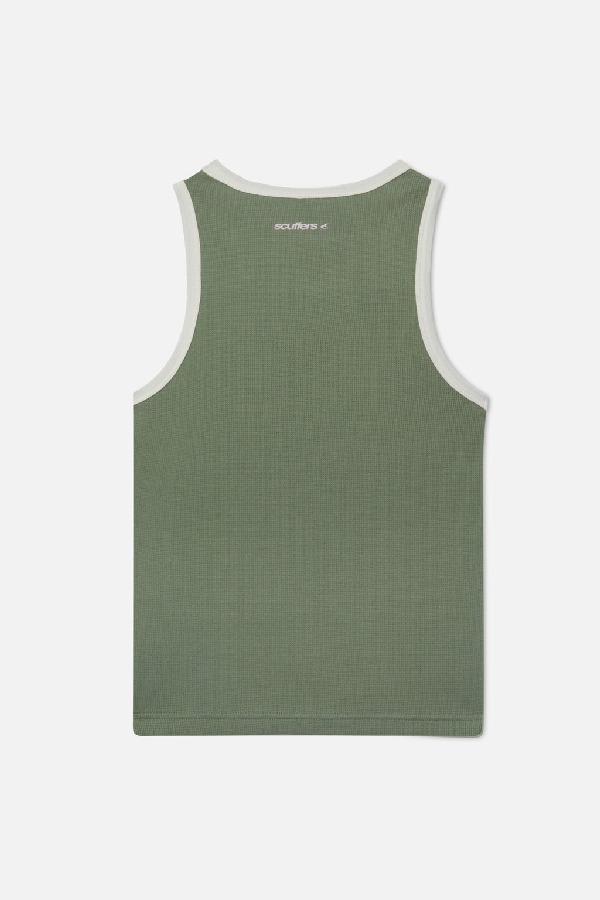 Scuffers Waffle SCFF Tank Top Green | UPWVEXM-50